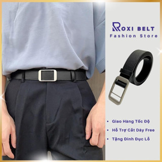 Thắt Lưng Da Nam, Dây Nịt Bụng Mặt Hình Chữ Nhật Không Cần Đụ Lỗ Bản 2,8cm Roxi Belt TLN016