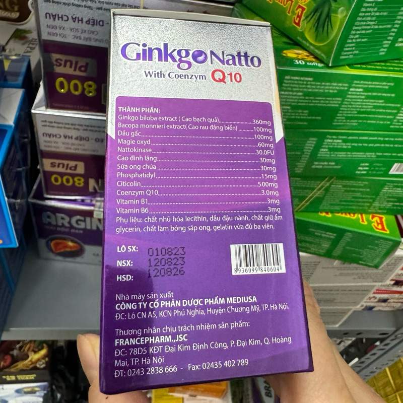 hoạt huyết dưỡng não - GINKGO NATTO With Coenzym Q10 số 1- Ginkgo biloba 360mg - Hộp 100 viên