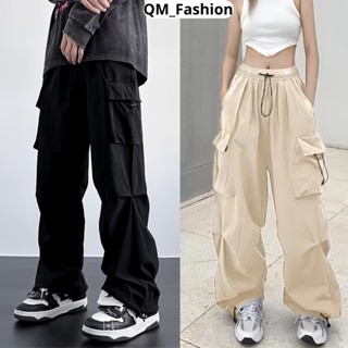 Quần túi hộp nam nữ QM_FASHION chất vải KAK rũ đanh mịn hàng chính phẩm có dây rút thành quần  ống rộng 003