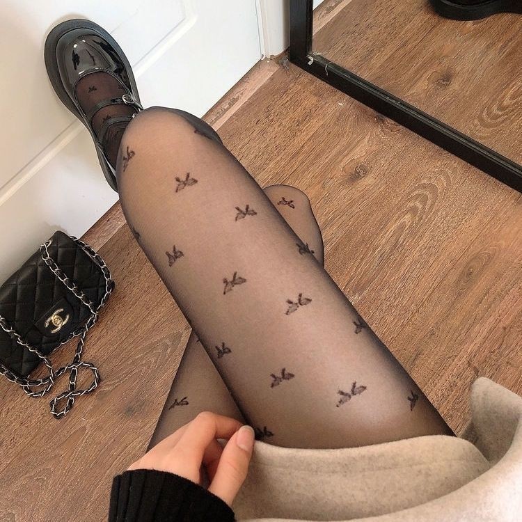 Quần Tất Lụa Mỏng Đính Nơ Gợi Cảm Phong Cách Lolita Quyến Rũ