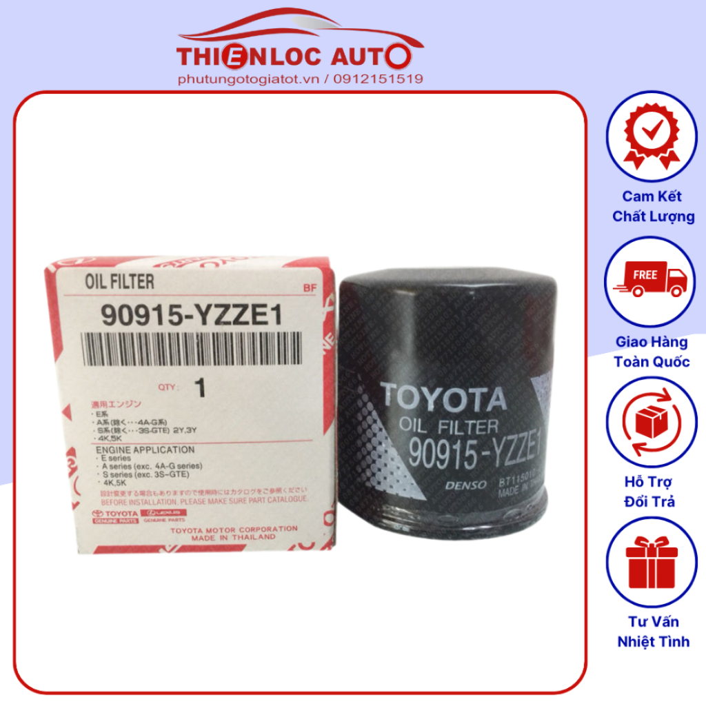 Lọc Nhớt Động Cơ Toyota Camry, Vios, Altis, Yaris (90915 YZZE1)
