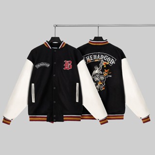 Áo khoác bomber varsity jacket The Bad God Beige Bad (Lỗi nhẹ)