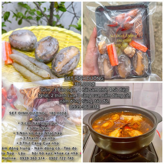 Set nấu súp tăng lực :bào ngư, hải sâm, sò điệp, càng cua, thanh cua