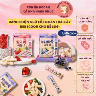 [Date T11/2025] Bánh Cuộn Ngũ Cốc Ăn Dặm BeBecook Vị Trái Cây Hữu Cơ Cho Bé 15M+ Hộp 40gr