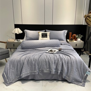 Bộ chăn ga gối Phi Lụa LV, chăn đã được chần bông hè kích thước 200x230cm