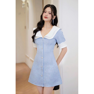 JISO DRESS ( Đầm thiết kế dáng chữ A phối cổ hoa sang trọng )