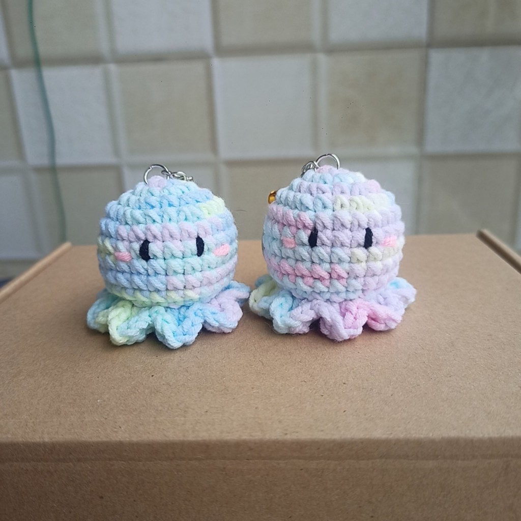 Móc chìa khóa bạch tuộc nhiều màu xinh xắn bằng len - Crochet Octopus
