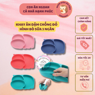 Khay ăn dặm silicon chống đổ hình bò sữa dễ thương (chất liệu an toàn)