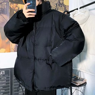 Áo khoác phao nam nữ cổ cao dáng rộng mùa thu đông hàn quốc, áo khoác unisex đen trắng basic Quảng Châu 3205