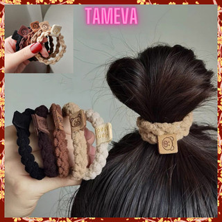 Dây cột tóc đan 5 màu gắn tem gấu TamEva phong cách dễ thương