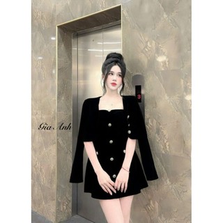 Đầm nhung xoè kèm áo khoác
