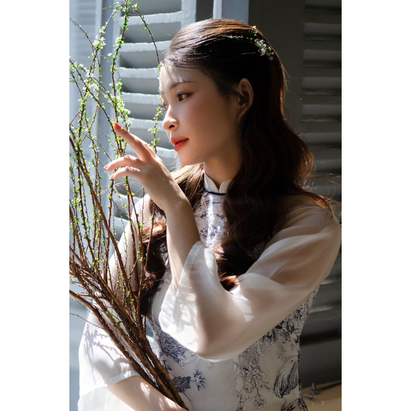 Áo dài cách tân BỐNG thiết kế kèm quần