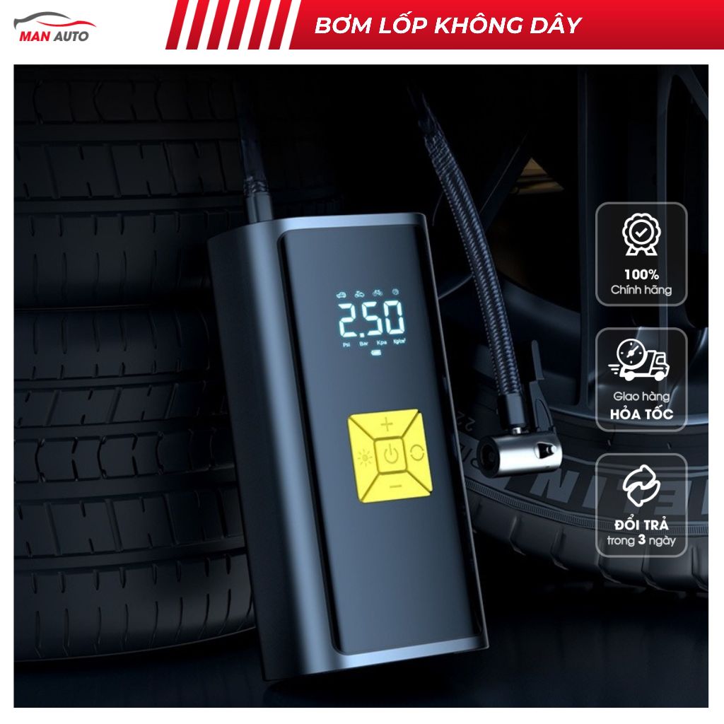 Bơm lốp ô tô, xe máy, xe đạp, sạc điện thoại không dây cao cấp, công suất 100W - BL05