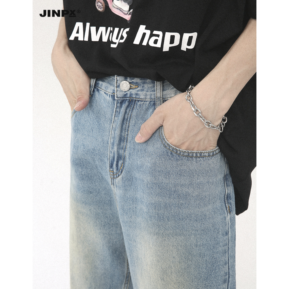 Quần Jean Ống Rộng Unisex Nam Nữ Màu Xanh Sky Wash TF51