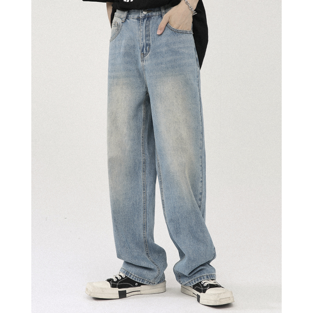 Quần Jean Ống Rộng Unisex Nam Nữ Màu Xanh Sky Wash TF51