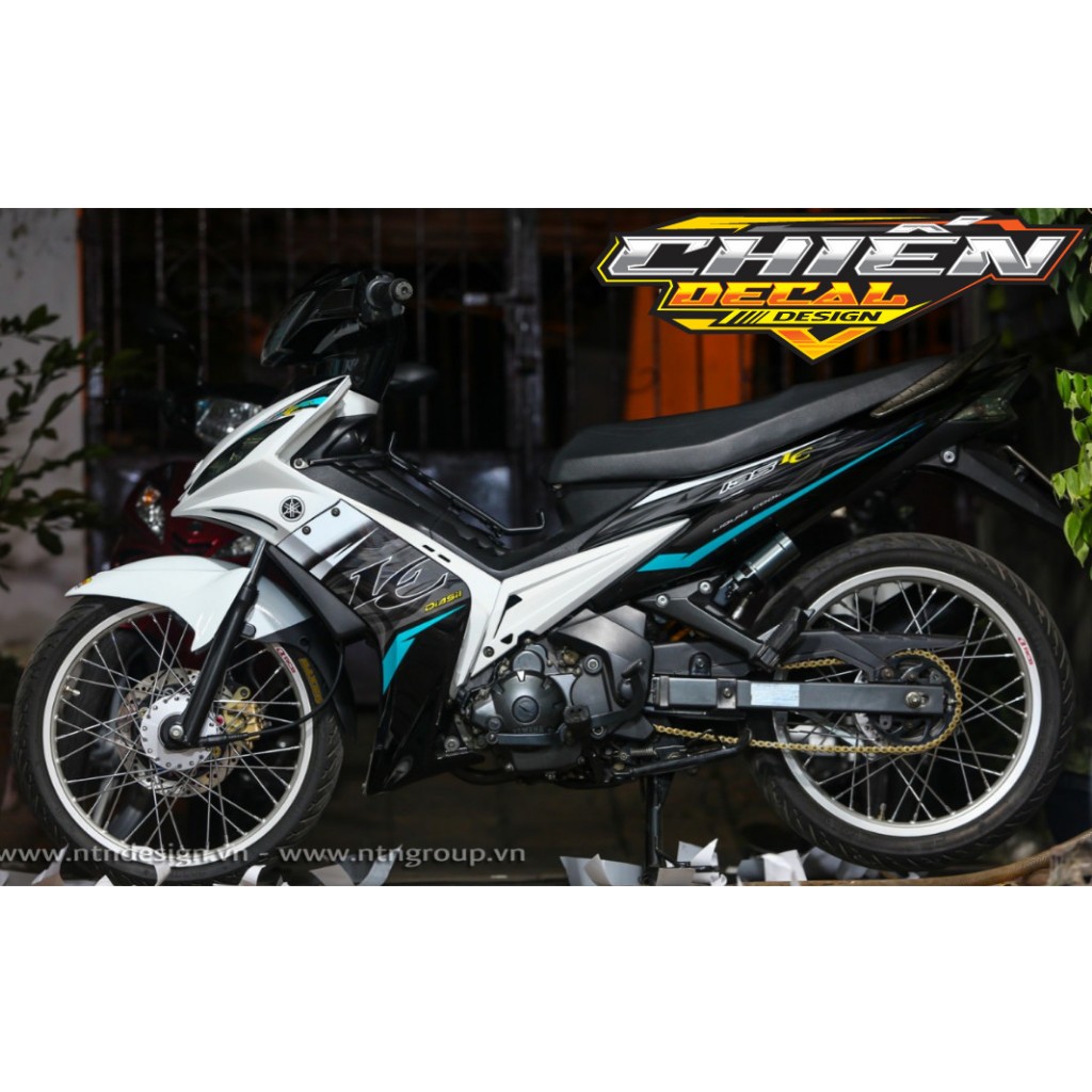 Tem rời exciter 2010 135cc mẫu tem LC trắng đen chỉ xanh