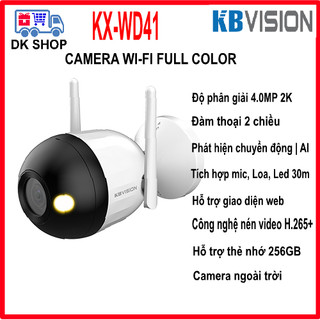 Camera ip wifi full color kbvision kx-wd41 4mp 2k | kx-wd21 2mp fhd - đàm thoại 2 chiều - ngoài trời