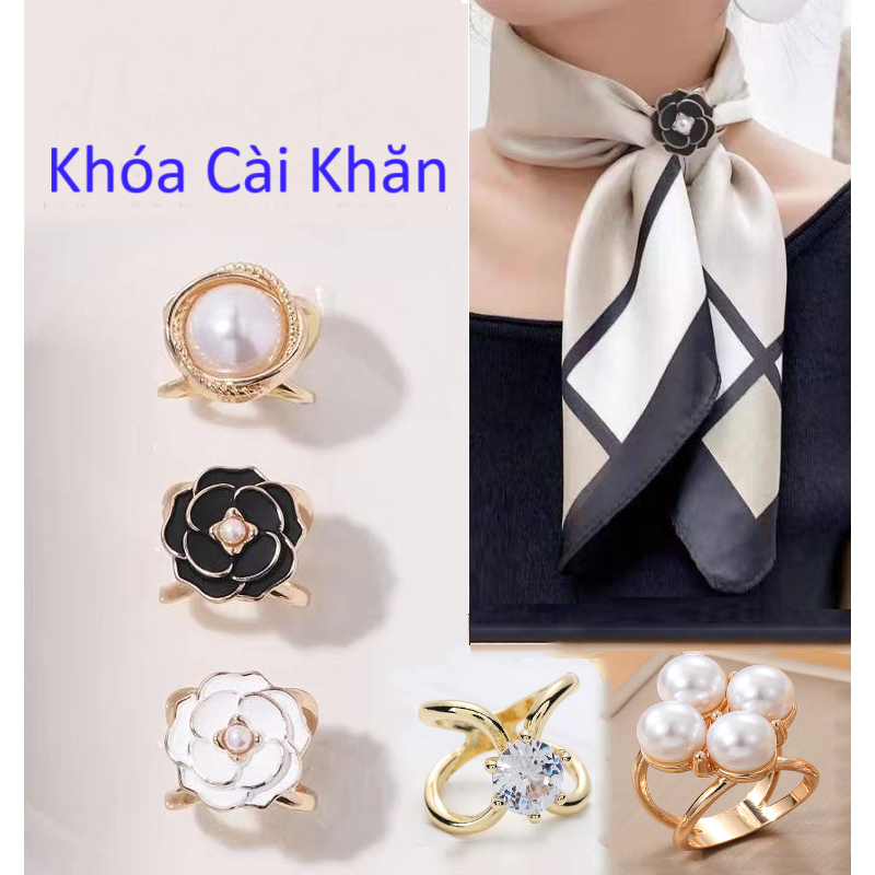 Khóa khăn quàng cổ, khăn lụa, tạo kiểu đa năng thời trang cho nữ, nhiều họa tiết, dễ phối đồ PK02