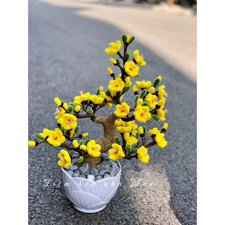 Cây hoa đào mai handmade đề bàn size vừa