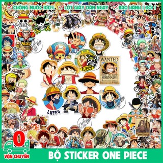 Combo 100 sticker ONE PIECE decal hình dán chống nước Monkey D. Luffy Đảo Hải Tặc Mũ Rơm