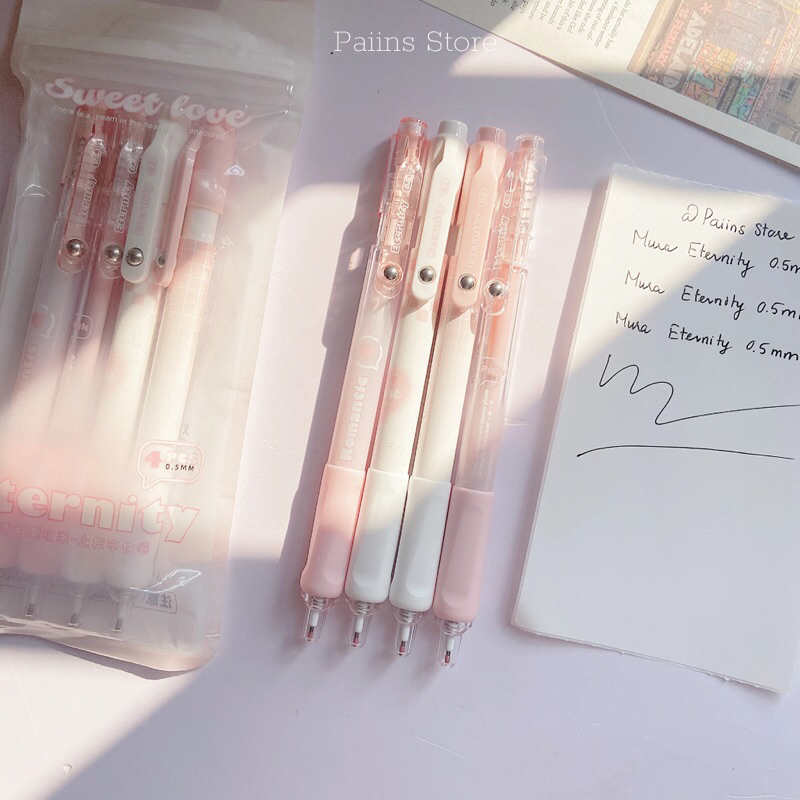 Bút gel bấm Mura Sweet Love mực đen ngòi 0.5mm