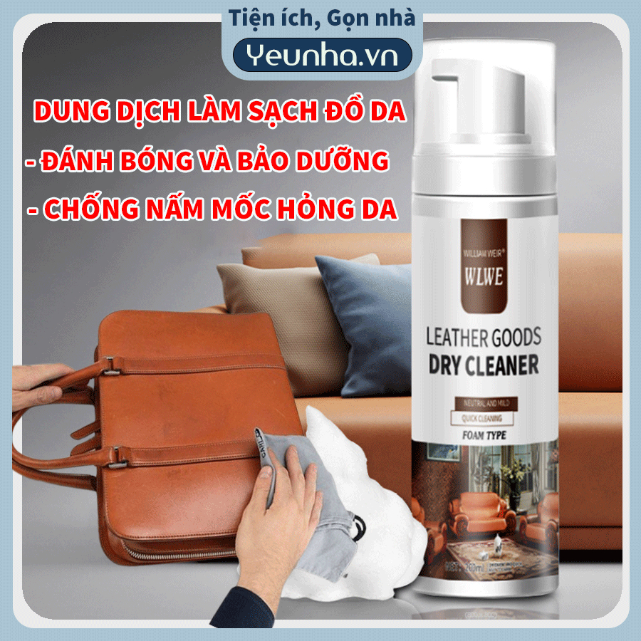[Hàng xịn] Chai Vệ Sinh Đồ Da Chuyên Dụng, Vệ Sinh Túi Ví Da, Áo Ghế Da Giúp Làm Sạch, Dưỡng Ẩm Chống Mốc Đồ Da