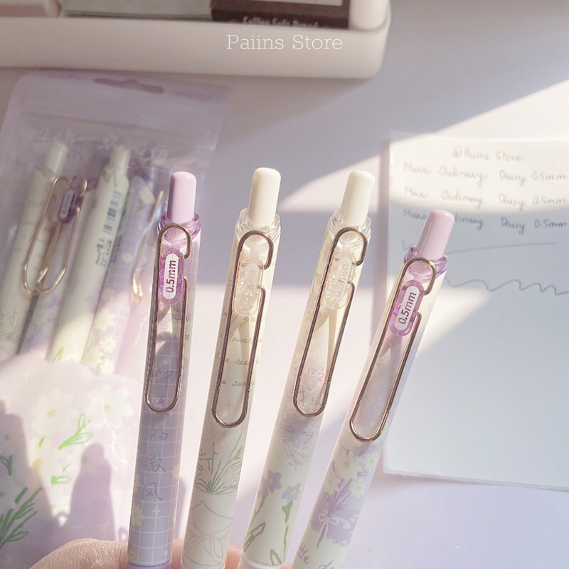 Bút gel bấm Mura Ordinary Daisy cao cấp mực đen ngòi 0.5mm