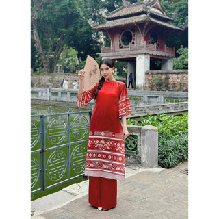 Set áo dài  Tây Thi lụa cao cấp bốn tà