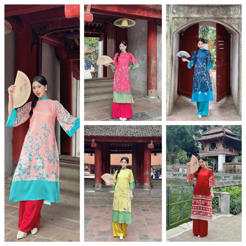 Set áo dài  Tây Thi lụa cao cấp bốn tà
