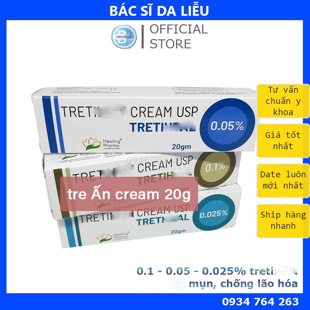 Tre Ấn Độ cream (20g) 0.025% - 0.05% - 0.1% kem tretinol usp giảm mụn, chống lão hóa | BigBuy360 - bigbuy360.vn