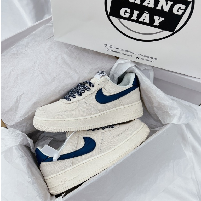 Giày Thể Thao Nam Nữ Thắng Giày AF1 Thêu Xanh Than