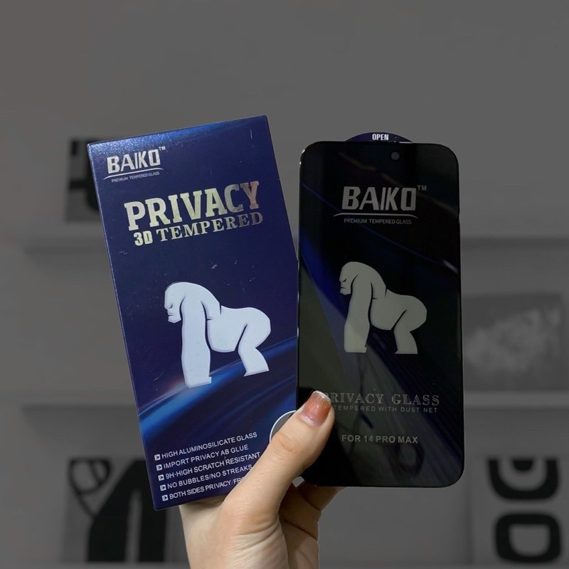 Cường lực KingKong Baiko Chống Nhìn Trộm ,Trong Suốt IP 15 Pro Max, 15 Plus, 14 Pro Max ,14 Plus, 13 Pro Max,12 Pro Max