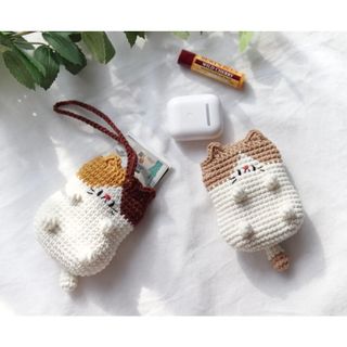 🐱 Túi mini hình mèo Nhật Bản nhỏ xinh, đồ len móc handmade thủ công, đựng son, thẻ, tai nghe airpods dễ thương, trendy 🐱