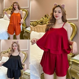 Đồ bộ nữ voan 2 lớp dễ thương mặc nhà