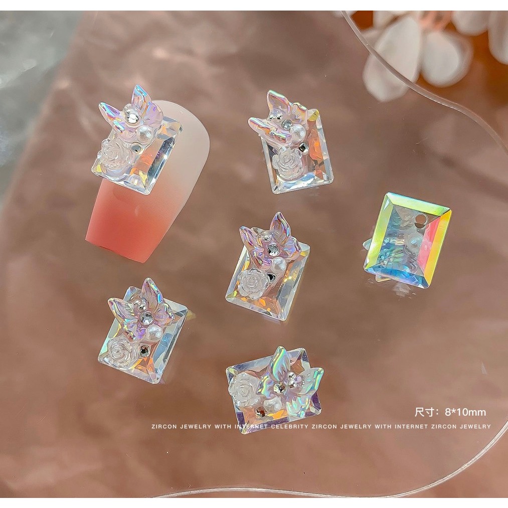 Đá holygram mix charm bưom mini đính móng