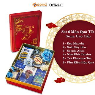 Set 6 món quà tết sona cao cấp, hộp quà tết biếu tặng mã 10