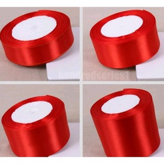 Cuộn dây ruy băng satin đỏ phân dài 25 yards trang trí quà tặng