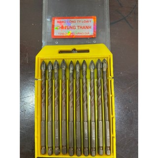 Hộp 10 mũi khoan đa năng 4 cạnh 6mm,8mm,10mm hàng cao cấp
