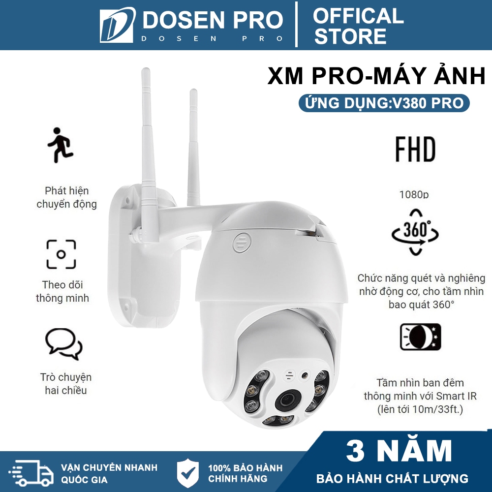 DOSEN PRO Camera An Ninh CCTV V380 Pro 360 Độ 1080P FHD WiFi IP-IP66 IR Chống Nước