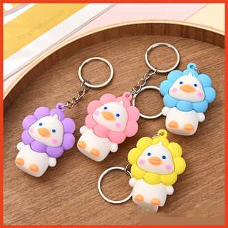 Móc khoá cute mẫu chú vịt hình hoa cúc dễ thương nhiều màu sắc dễ lựa chọn