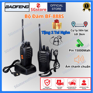 Bộ đàm BF-888S Baofeng, Tặng 2 tai nghe, Đàm cầm tay tầm xa mini, Âm thanh ở xa nghe cực rõ