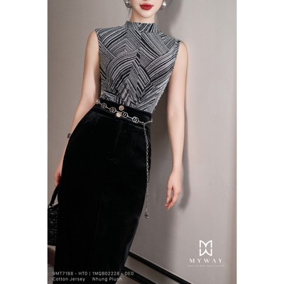 Áo Thun Nữ MY WAY Cổ Lọ Sát Nách Ánh Nhũ Sang Trọng Cá Tính 9MT7188