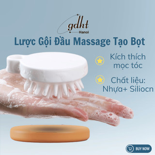 Lược gội đầu tạo bọt massage da đầu kích thích mọc tóc MUJI, lược chảI đầu silicon đa năng - HUYTUAN3010
