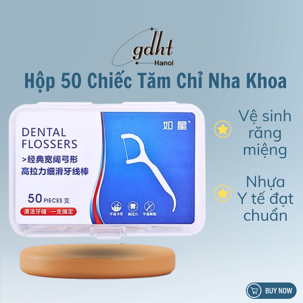 Tăm Chỉ Nha Khoa Hộp 50 Cái Tiệt Trùng Vệ Sinh Răng Miệng Vi Khuẩn Mảng Bám Chăm Sóc Răng Miệng (Tnk50) Huytuan3010