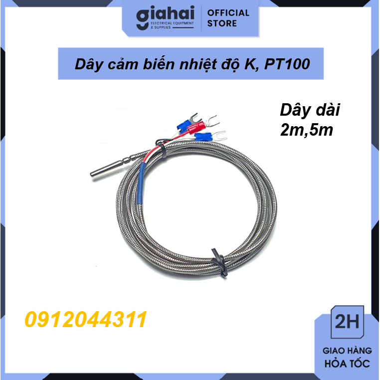 Dây cảm biến nhiệt độ K ,PT100 (dây dài 2m,5m) TBD02