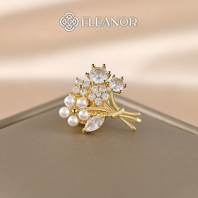 Ghim cài áo nam nữ Eleanor Accessories hình hoa đính đá phụ kiện trang sức trâm cài 6258