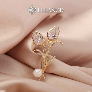 Ghim cài áo nam nữ Eleanor Accessories hình hoa tulip đính đá phụ kiện thời trang trâm cài 5204