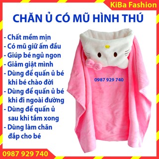Chăn ủ lông có mũ siêu mềm, siêu ấm cho bé sơ sinh