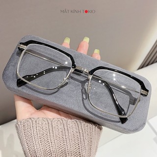 Gọng kính cận nam nữ kim loại, kiểu dáng đa giác thời trang T78