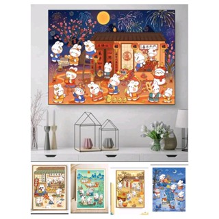 Tranh thêu chữ thập thỏ dễ thương các mẫu